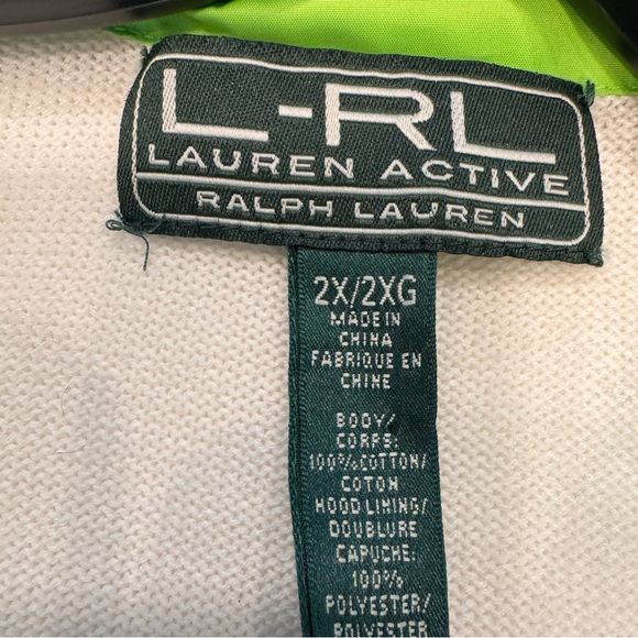 Lauren Ralph Lauren Active  Women's Hooded Zip Up Sweater Navy White Sz 2X NEW - Picture 9 of 11